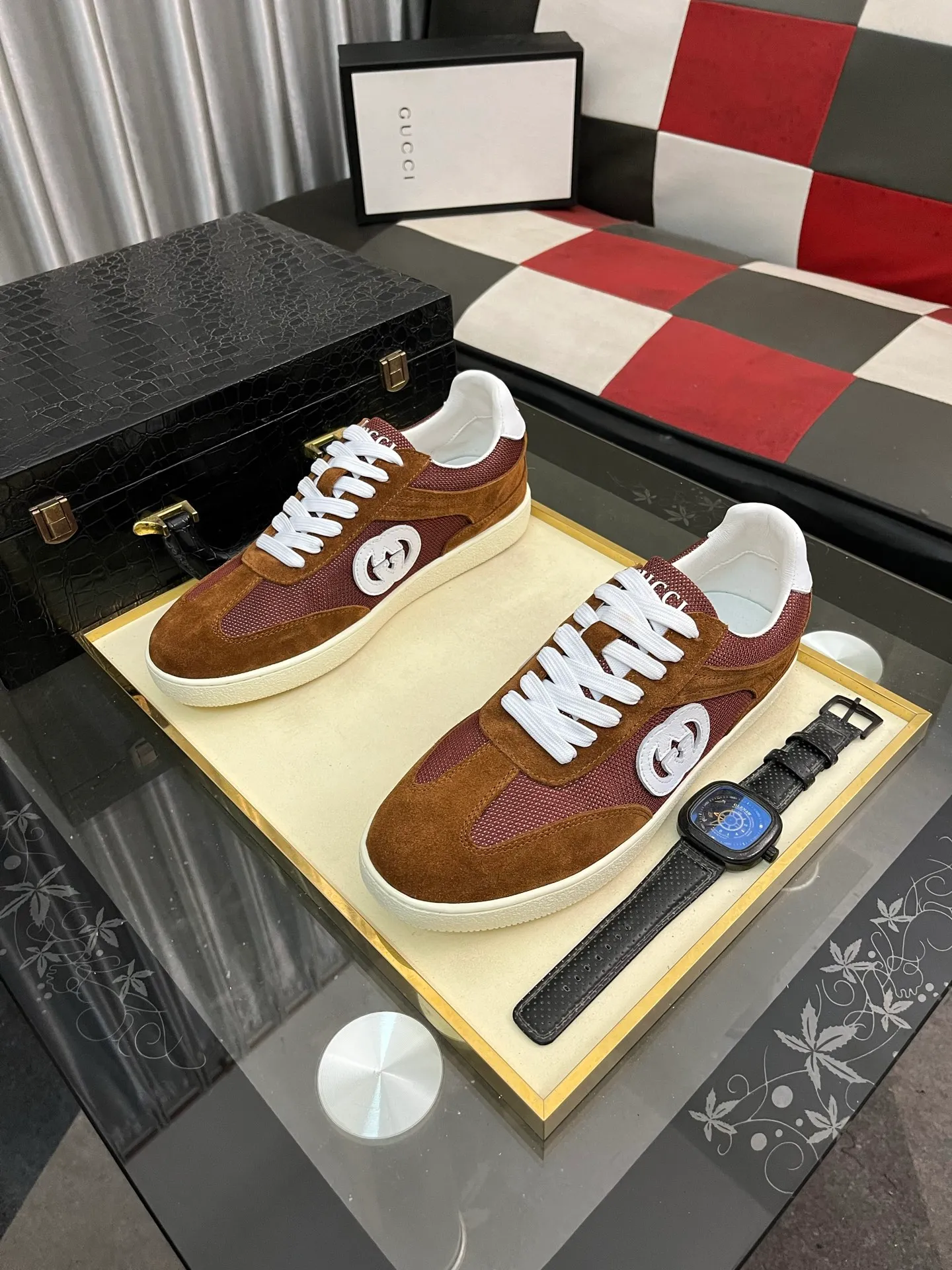 Men's shoes 💰400⌚️⌚️《GUCCI》The latest hot-selling casual shoes, top brand [seduce] luxury~purchase, top~quality. Products sold at the counter [strong] Original embossed calfskin fabric ➕ Comfortable sheepskin lining, code number: 38-443️⃣colors available